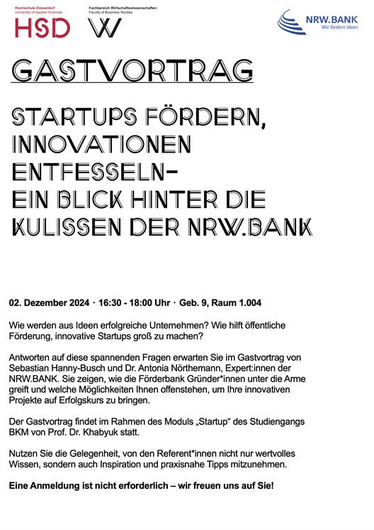 Plakat Gastvortrag NRW Bank WiSe 24